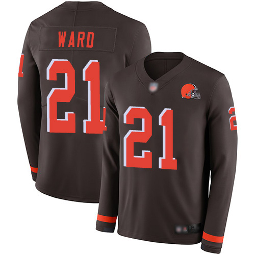 Cleveland Browns Denzel Ward Men Brown Limited Jersey #21 NFL Football Therma Long Sleeve->cleveland browns->NFL Jersey